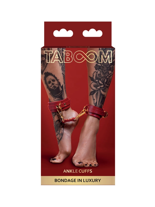 Taboom Red Faux Leather Ankle Cuffs