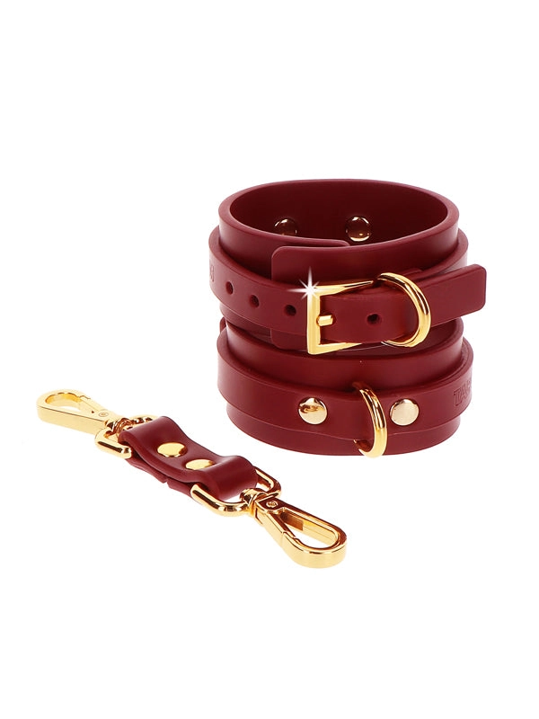 Taboom Red Faux Leather Wrist Cuffs