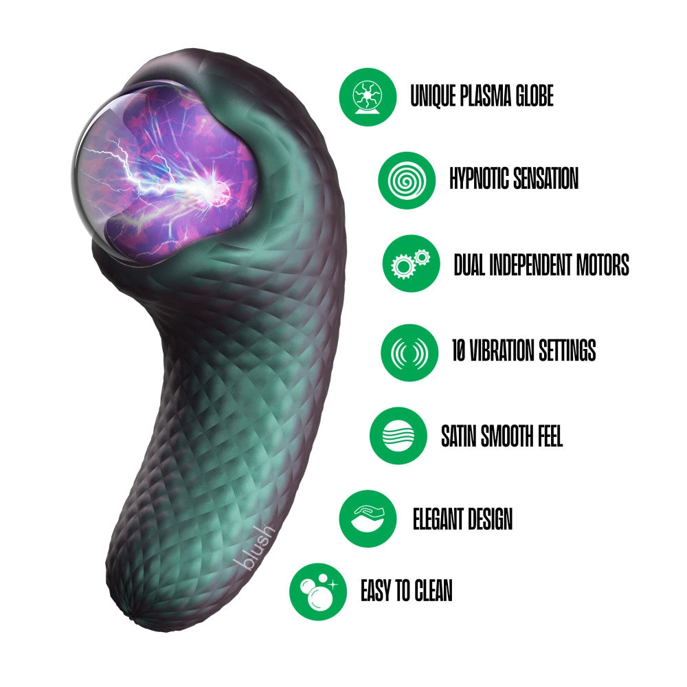 Temptasia By Blush®| Enchanted Serpent Pulse Vibrator With Mystical Plasma Globe - Dark Millenia