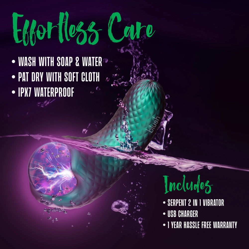 Temptasia By Blush®| Enchanted Serpent Pulse Vibrator With Mystical Plasma Globe - Dark Millenia