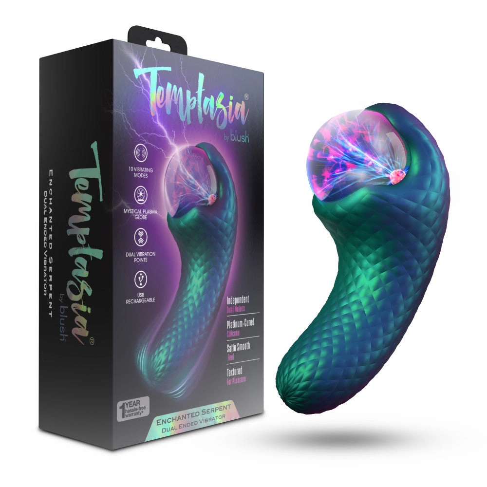 Temptasia By Blush®| Enchanted Serpent Pulse Vibrator With Mystical Plasma Globe - Dark Millenia