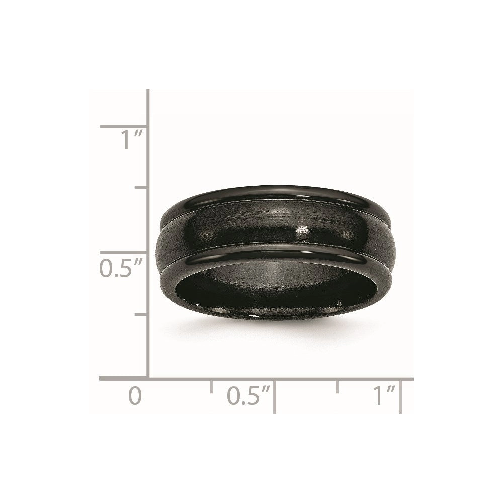 Titanium Black Ti Brushed and Polished Domed 8mm Band | TB395