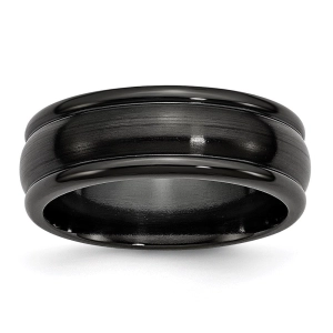 Titanium Black Ti Brushed and Polished Domed 8mm Band | TB395