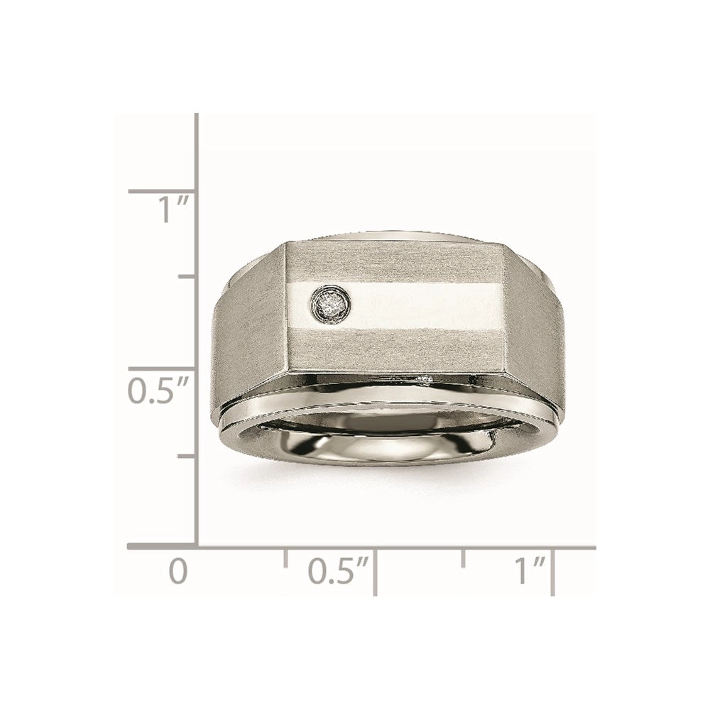 Titanium Satin & Polished Diamond Band | TB263AA