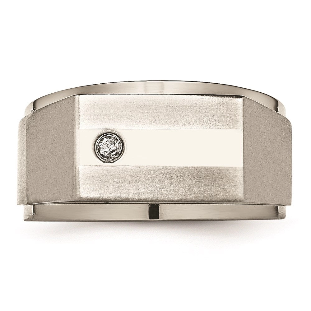 Titanium Satin & Polished Diamond Band | TB263AA