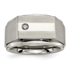 Titanium Satin & Polished Diamond Band | TB263AA