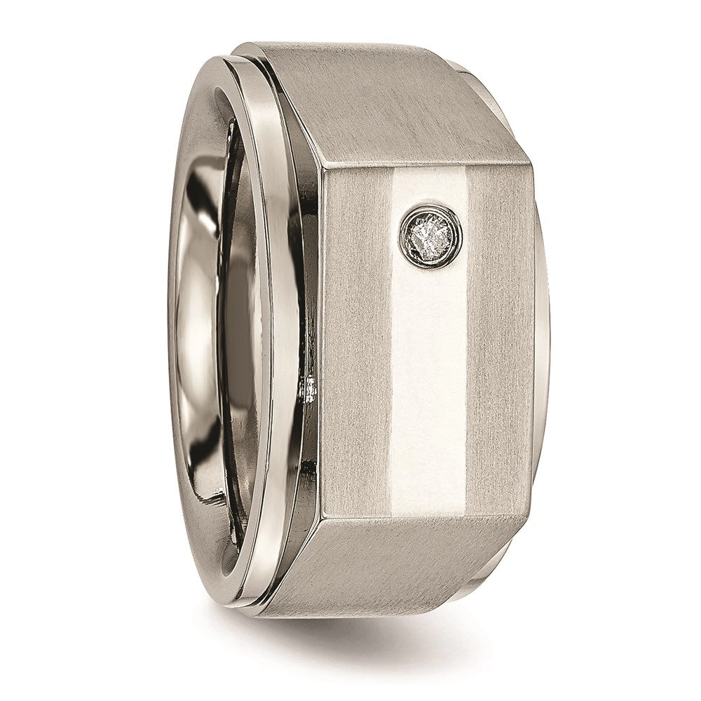 Titanium Satin & Polished Diamond Band | TB263AA