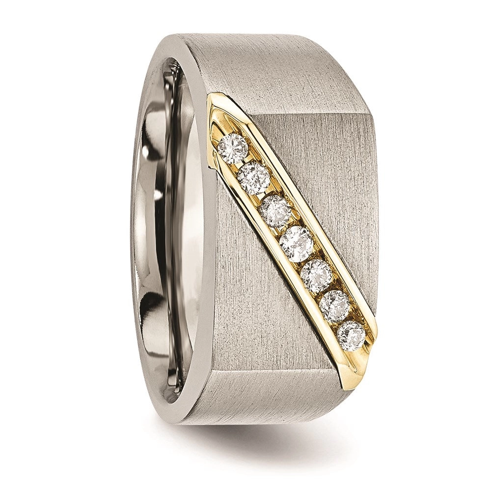 Titanium/14K Brushed Diamond Ring | TB435A