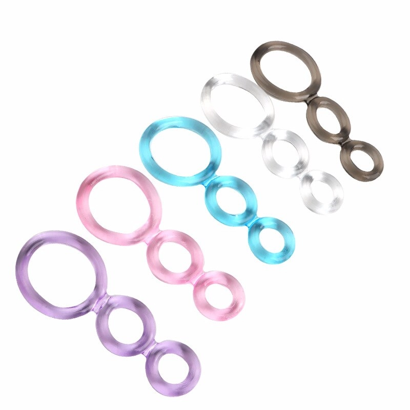 Triple Cockring Penis Ring Delay Ejaculation Male Masturbator Cock Rings for Men Scrotum Stretcher Testicles Ring