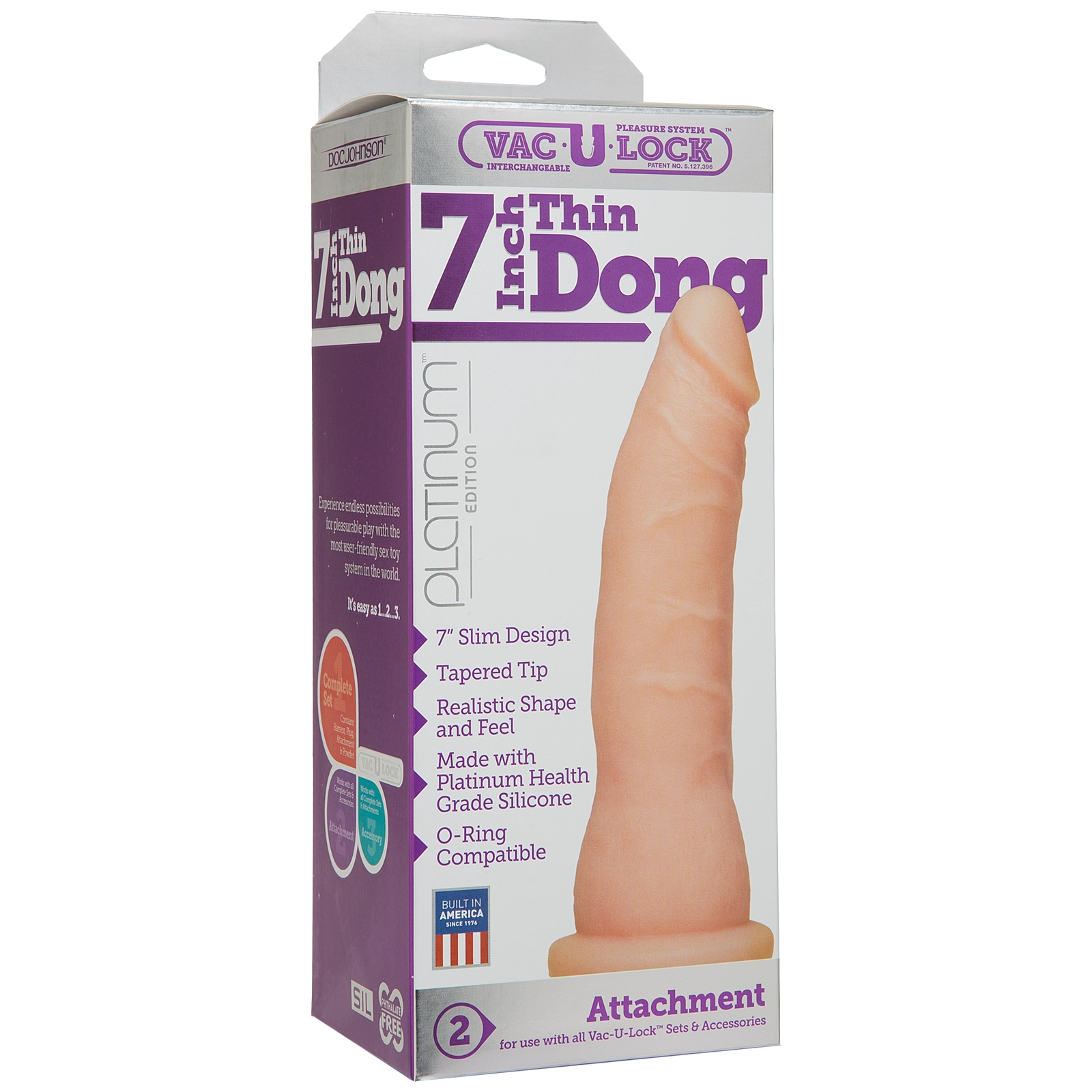 Vac-U-Lock Platinum Edition 7 Inch Thin Dong – White