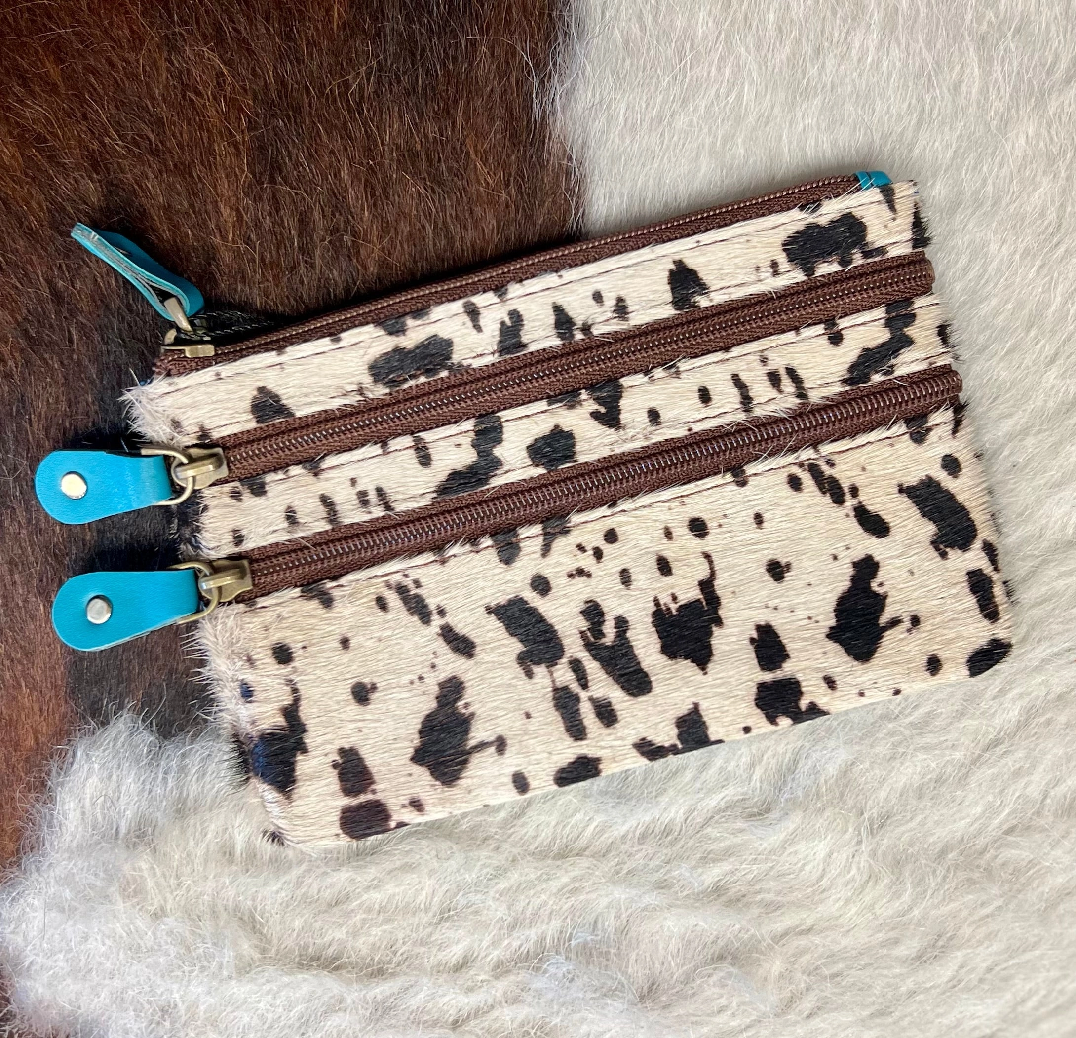 Vance Triple Zip Leather Coin Pouch -3 colors