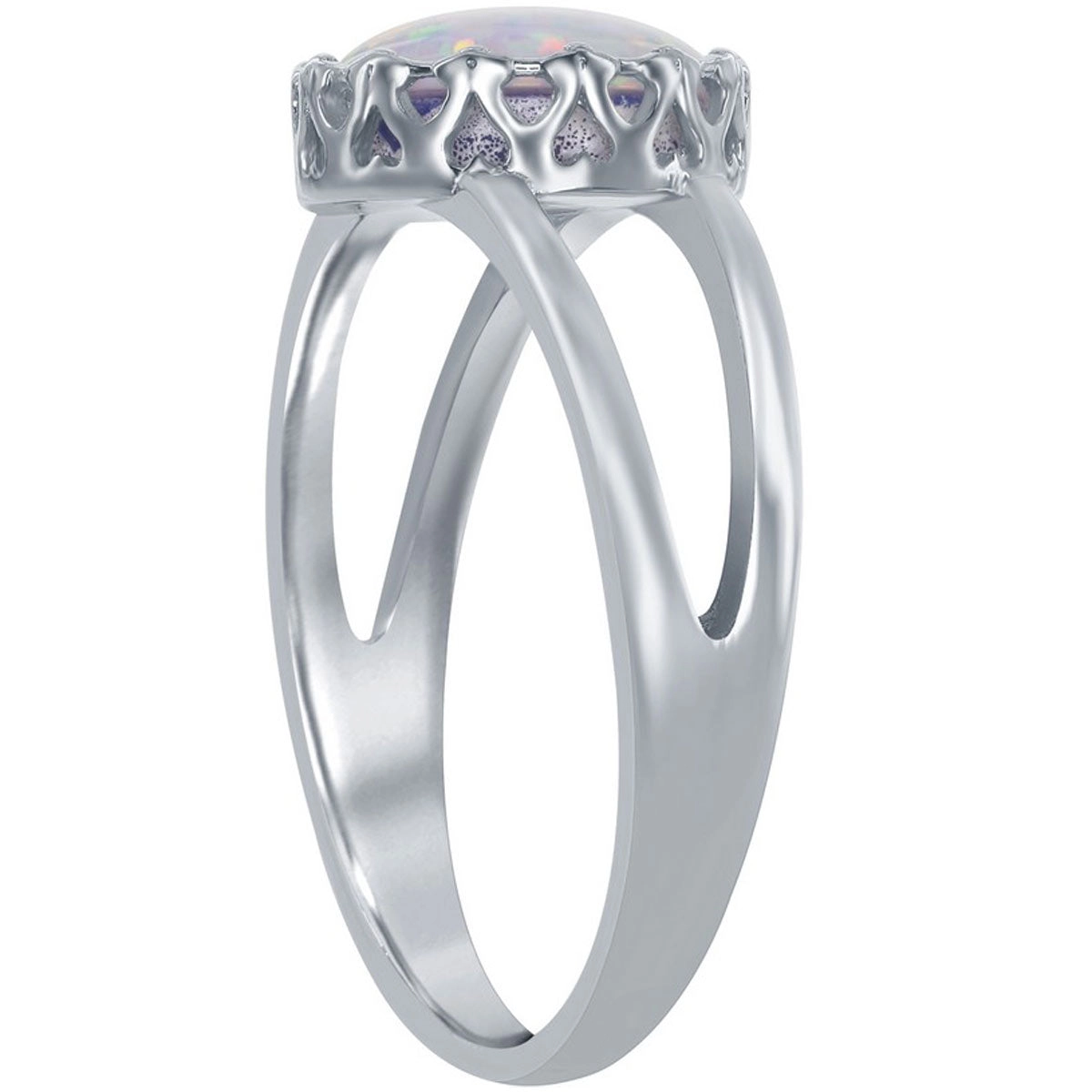 Women's Ring - Sterling Silver Round White Opal Band, Size 9 | W-2525-9