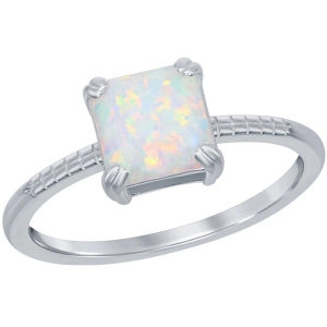 Women's Square White Opal Beaded Ring - W-2530